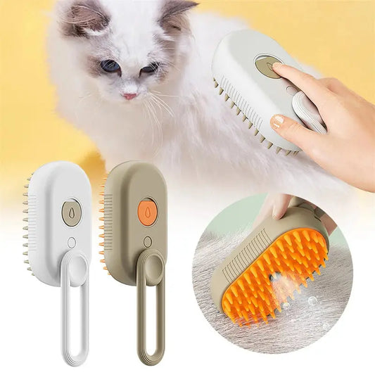 3-in-1 Steam Pet Brush – Electric Spray Grooming Comb Pawtivo
