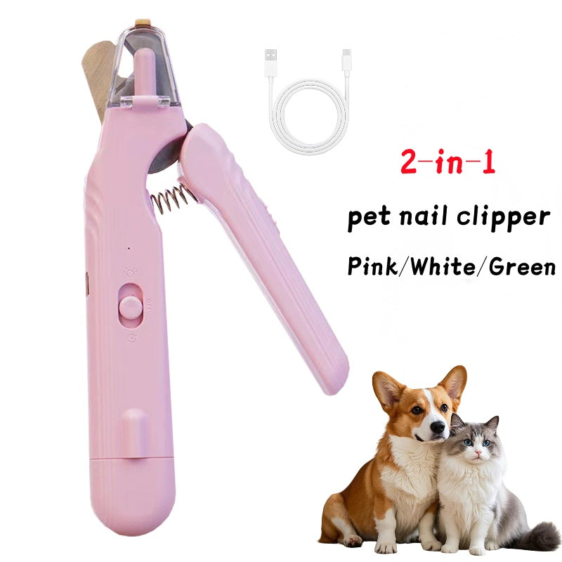 2 In 1 Pet Nail Clippers With Led Light Dog Cat Special Blood Line Scissors Multifunction Animals Paw Nail Trimmer Pet Supplies Pawtivo