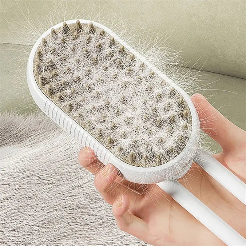 3-in-1 Steam Pet Brush – Electric Spray Grooming Comb Pawtivo